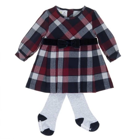 Fete/Baieti 0-24 luni - Rochie stofa fetite cu dres asortat, Babybol