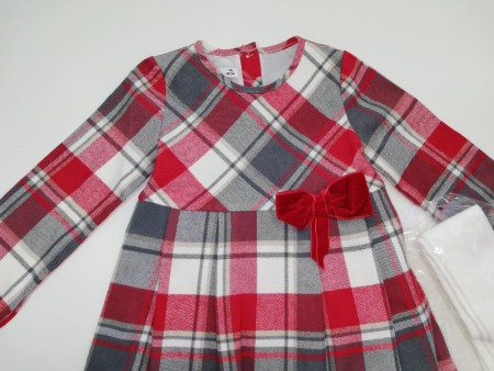 Fete/Baieti 0-24 luni - Rochie stofa fetite funda grena, carouri, Babybol