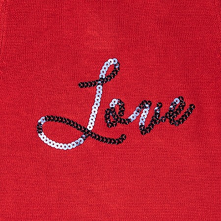 Rochie tricot fete, maneca lunga, paiete, rosie, Babybol [2]