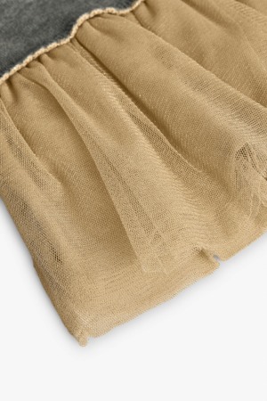 Rochie tricot fin fetite, gama CHIC, imprimeu iepurasi, fusta tulle aurie, brand Boboli [3]