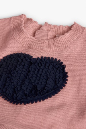 Rochie tricot fin fetite, gama CHIC, imprimeu inimioara, fusta tulle navy, roz, brand Boboli [2]