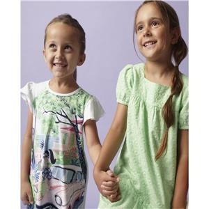 Fete - Rochie vara fete, bumbac, maneca scurta, imprimeu palmieri, UBS2