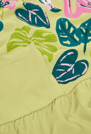 Rochie vara fetite 2-14 ani, bumbac better cotton, imprimeu flamingo, verde, brand Boboli [3]