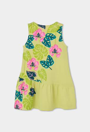 Rochie vara fetite 2-14 ani, bumbac better cotton, imprimeu flamingo, verde, brand Boboli [1]