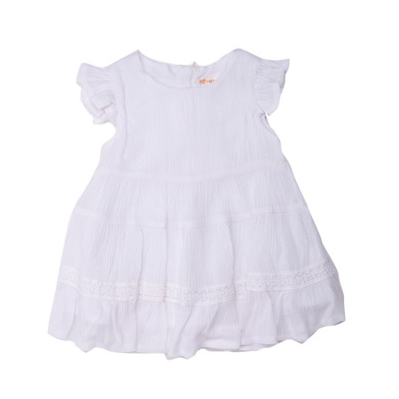 Fete - Rochita alba cu maneca scurta, panza topita, Babybol