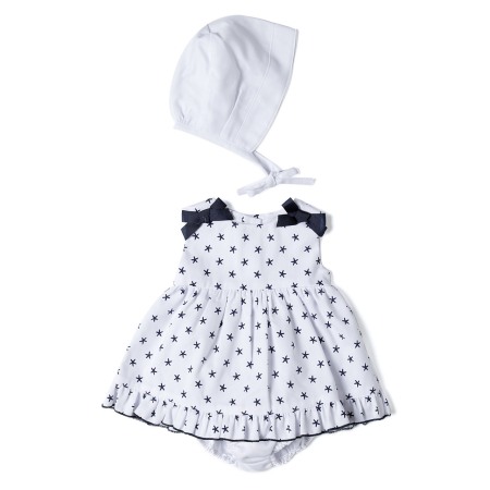 Fete - Rochita bebe fetita cu boneta si chilotei, imprimeu stelute, Babybol