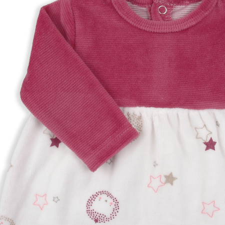 Rochita bebe fetita din bumbac catifelat, imprimeu stelute, grena, brand Babybol [2]