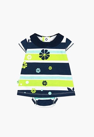 Fete/Baieti 0-24 luni - Rochita cu chilot bebe , dungi si imprimeu flori, Boboli