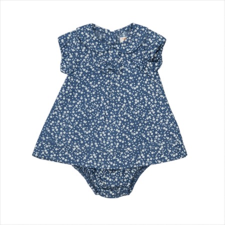 Fete - Rochita denim cu chilot, print flori, Babybol