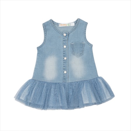 Fete/Baieti 0-24 luni - Rochita jeans cu fusta tulle blue, Babybol