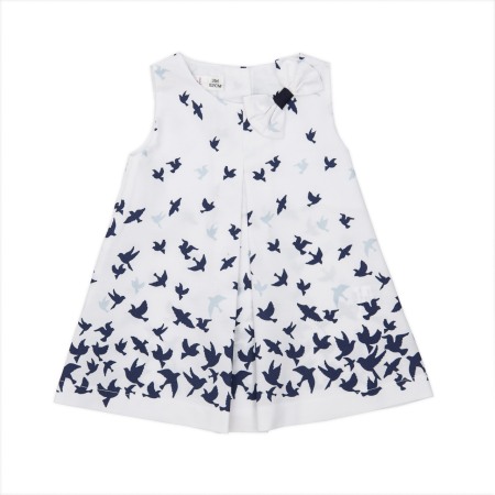 Rochite maneca scurta - Rochita poplin, imprimeu pasari, Babybol