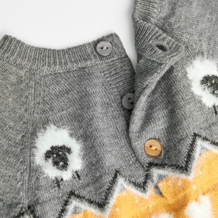 Rochita tricot cu fusta tulle gri, model oite, galbena, Boboli [4]