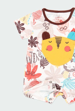 Salopeta bebe 0-24luni , animal print, bumbac organic , Boboli [3]