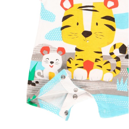 Salopeta bebe baiat cu maneca scurta, bumbac, animal print, Boboli [3]