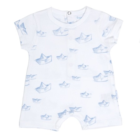 Fete/Baieti 0-24 luni - Salopeta bebe baiat cu maneca scurta,imprimeu barcute, Babybol