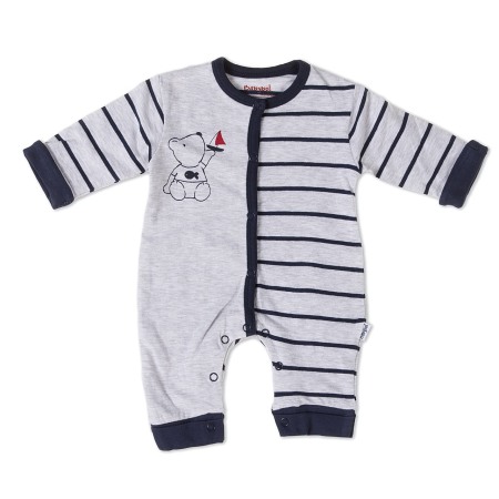 Fete/Baieti 0-24 luni - Salopeta bebe baiat fara botosei, dungi navy, Babybol