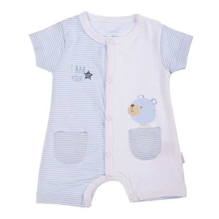 Colectie fete/ baieti primavara-vara - Salopeta bebe baiat, imprimeu ursulet, Babybol
