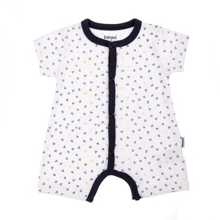 Fete/Baieti 0-24 luni - Salopeta bebe baiat maneca scurta, imprimeu ancore, Babybol