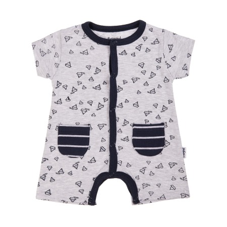 Fete/Baieti 0-24 luni - Salopeta bebe baiat maneca scurta, imprimeu barcute, Babybol