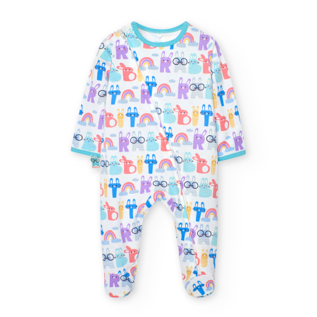 Salopeta bebe maneca lunga - Salopeta bebe bumbac better cotton, unisex, animal print, multicolor, brand Boboli