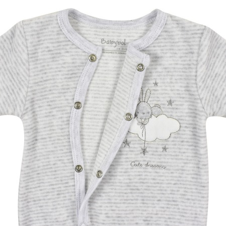 Salopeta bebe catifea Babybol, gri, broderie iepuras [2]