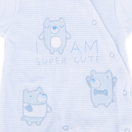 Salopeta bebe catifea , dungi fine bleu , broderie animalute , Babybol [1]