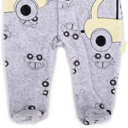 Salopeta bebe catifea , imprimeu masinute,gri/fistic, Babybol [3]