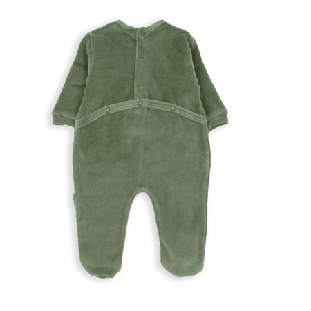 Salopeta bebe cu botosei, bumbac catifelat, broderie animale, verde, brand Babybol [1]