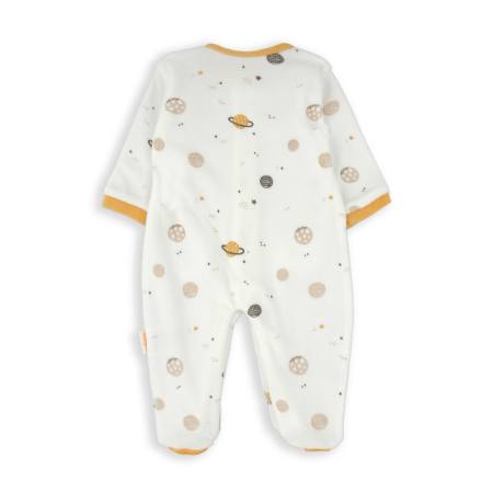 Salopeta bebe cu botosei, bumbac catifelat, imprimeu planete, brand Babybol [1]