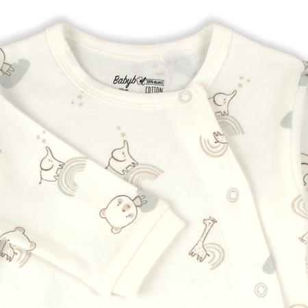 Salopeta bebe cu botosei, bumbac organic, animal print, ivoire, brand Babybol [2]