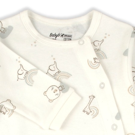 Salopeta bebe cu botosei, bumbac organic, animal print, ivoire, brand Babybol [2]