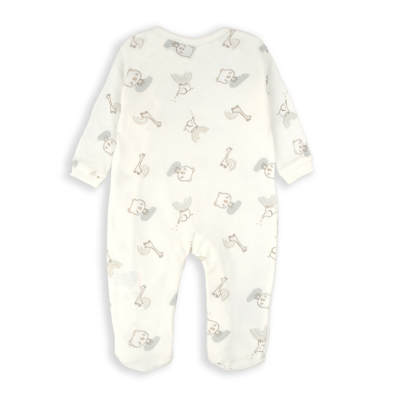 Salopeta bebe cu botosei, bumbac organic, animal print, ivoire, brand Babybol [1]