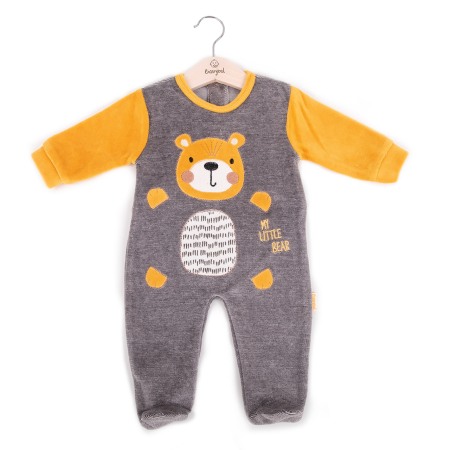 Baieti - Salopeta bebe cu botosei, ursulet brodat pe fata, Babybol