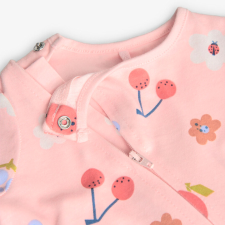 Salopeta bebe fetita, bumbac better cotton, imprimeu floral, roz, brand Boboli [2]