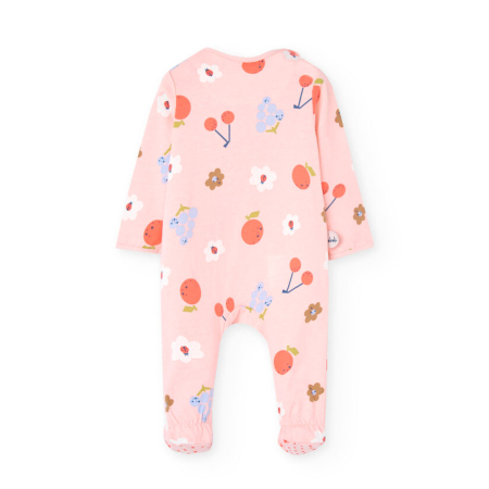 Salopeta bebe fetita, bumbac better cotton, imprimeu floral, roz, brand Boboli [1]