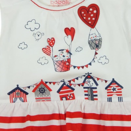 Salopeta bebe fetita cu aspect 2 in 1, imprimeu grafic, rosie , Boboli [3]