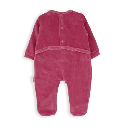 Salopeta bebe fetita cu botosei, bumbac catifelat, aubergine, Babybol [1]