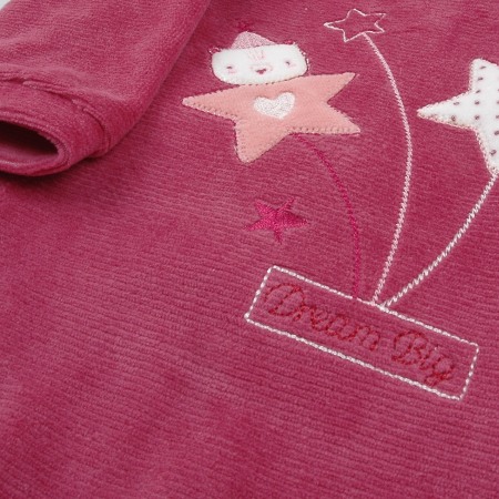 Salopeta bebe fetita cu botosei, bumbac catifelat, aubergine, Babybol [2]