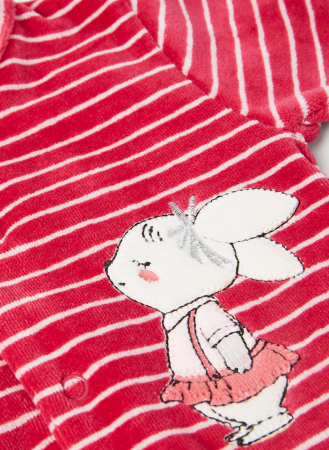 Salopeta bebe fetita cu botosei, bumbac catifelat, broderie aplicata, fucsia, brand Babybol [3]