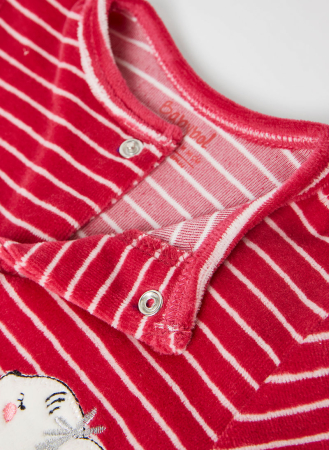 Salopeta bebe fetita cu botosei, bumbac catifelat, broderie aplicata, fucsia, brand Babybol [2]