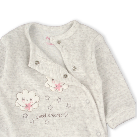 Salopeta bebe fetita cu botosei, bumbac catifelat, broderie norisori, gri, brand Babybol [2]