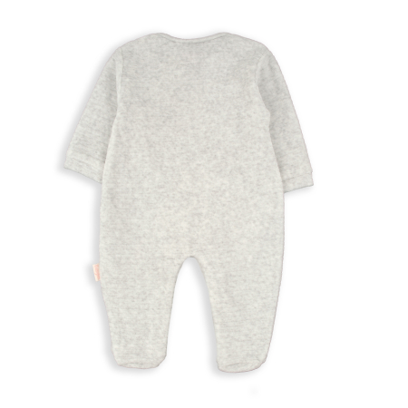 Salopeta bebe fetita cu botosei, bumbac catifelat, broderie norisori, gri, brand Babybol [1]