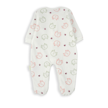 Salopeta bebe fetita cu botosei, bumbac catifelat, imprimeu pisicute, Babybol [1]