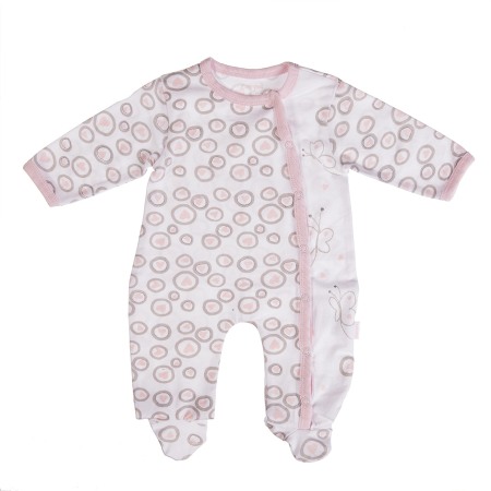 Fete - Salopeta bebe fetita cu botosei, bumbac, imprimeu inimioare, Babybol