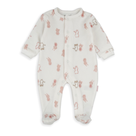 Colectie fete/ baieti toamna-iarna - Salopeta bebe fetita cu botosei din bumbac catifelat, animal print, brand Babybol