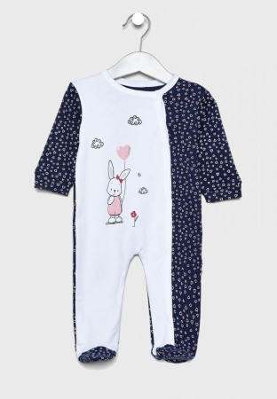 Fete/Baieti 0-24 luni - Salopeta bebe fetita, imprimeu iepuras cu inimioare, Babybol