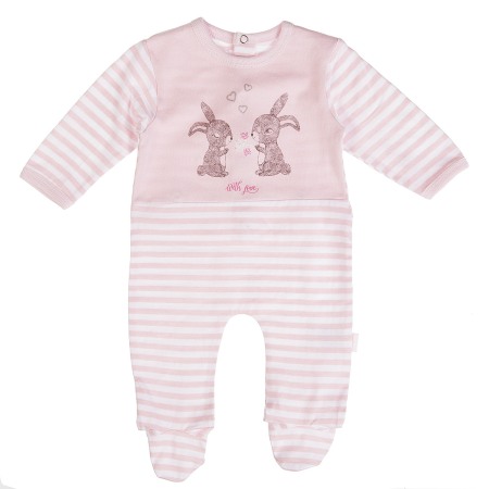 Fete - Salopeta bebe fetita, imprimeu iepurasi, Babybol