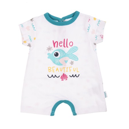 Fete - Salopeta bebe fetita, imprimeu pestisor, turcoaz, Babybol