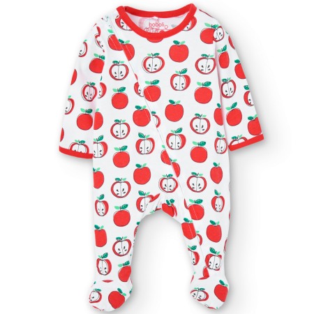 Salopeta bebe maneca lunga - Salopeta bebe fetita, maneca lunga, imprimeu mere, Boboli