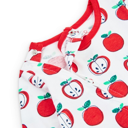 Salopeta bebe fetita, maneca lunga, imprimeu mere, Boboli [2]